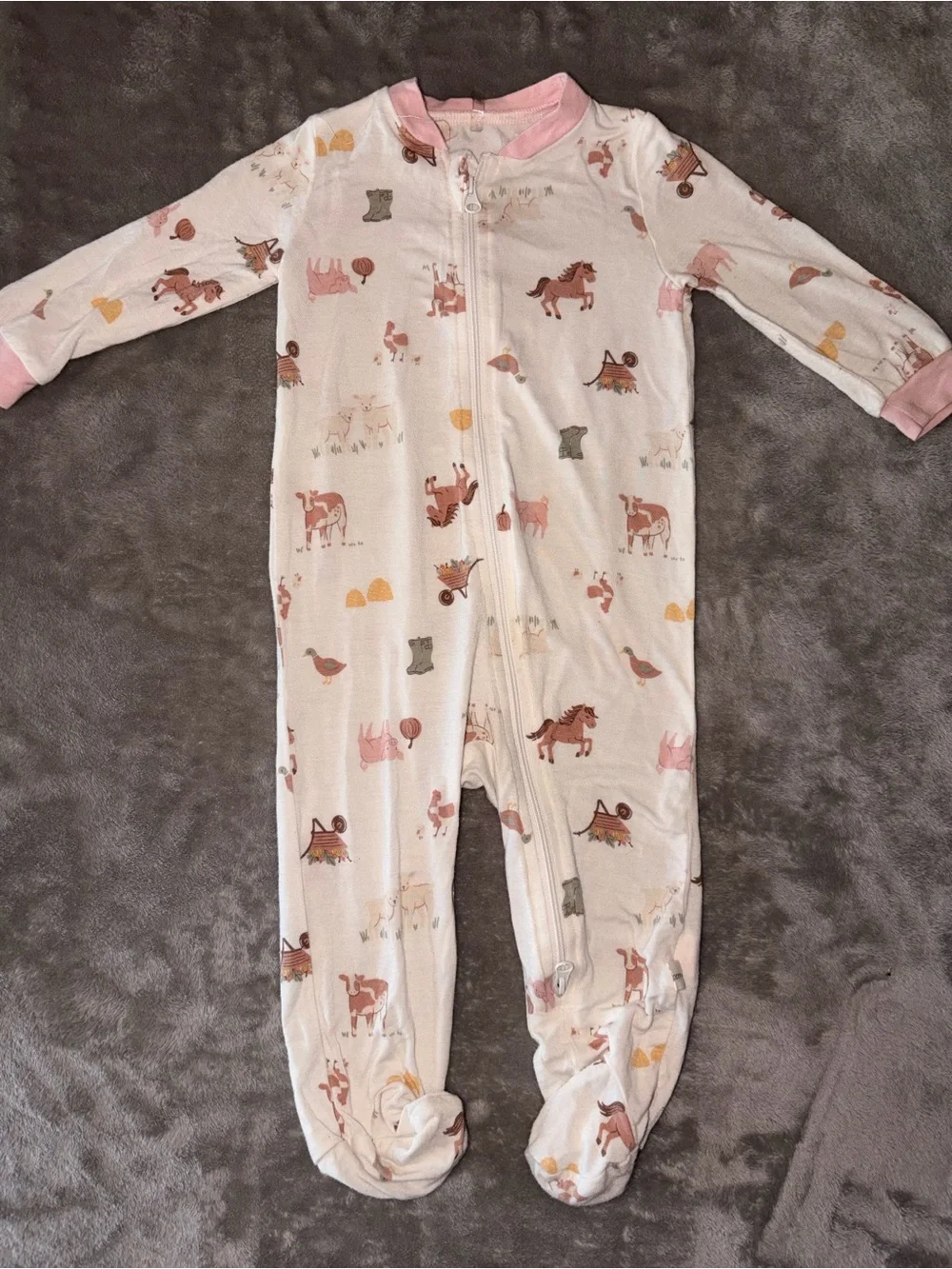Milkberry farm animal footie 3-6M